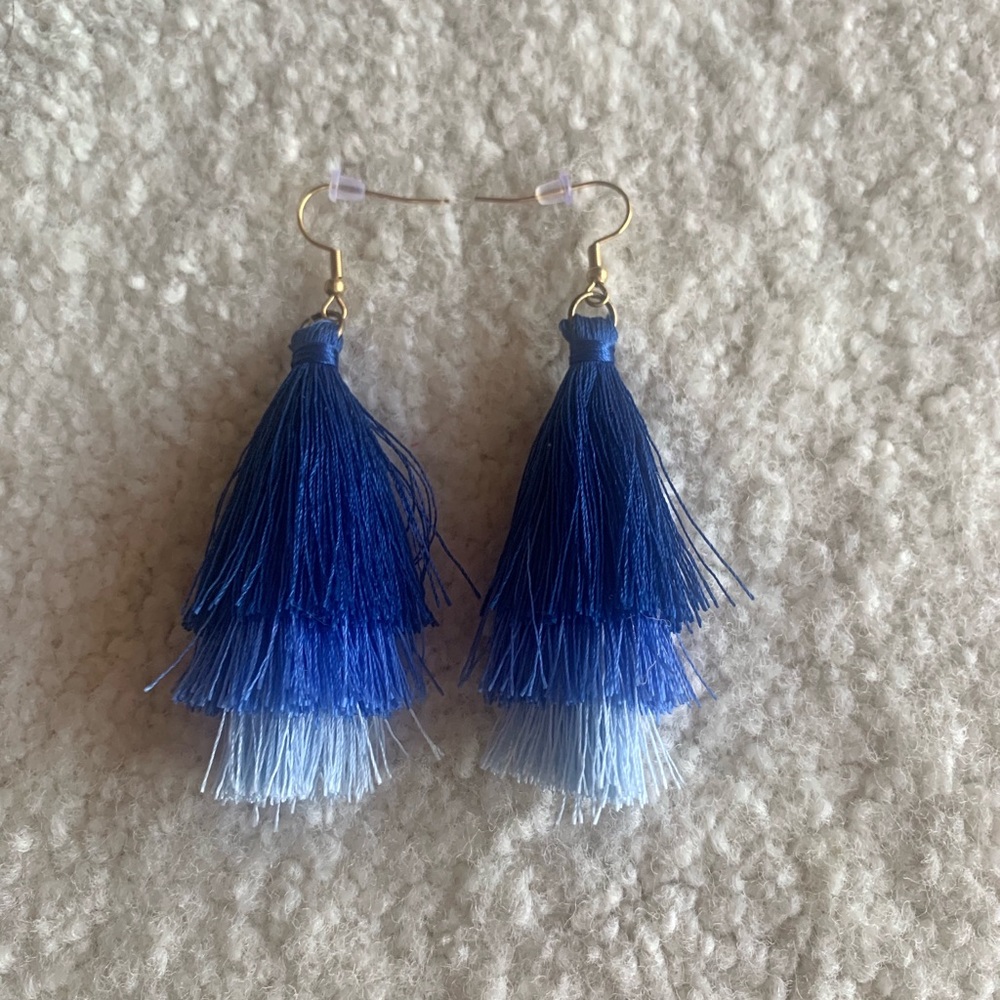 Blue Ombré Tassel Earrings